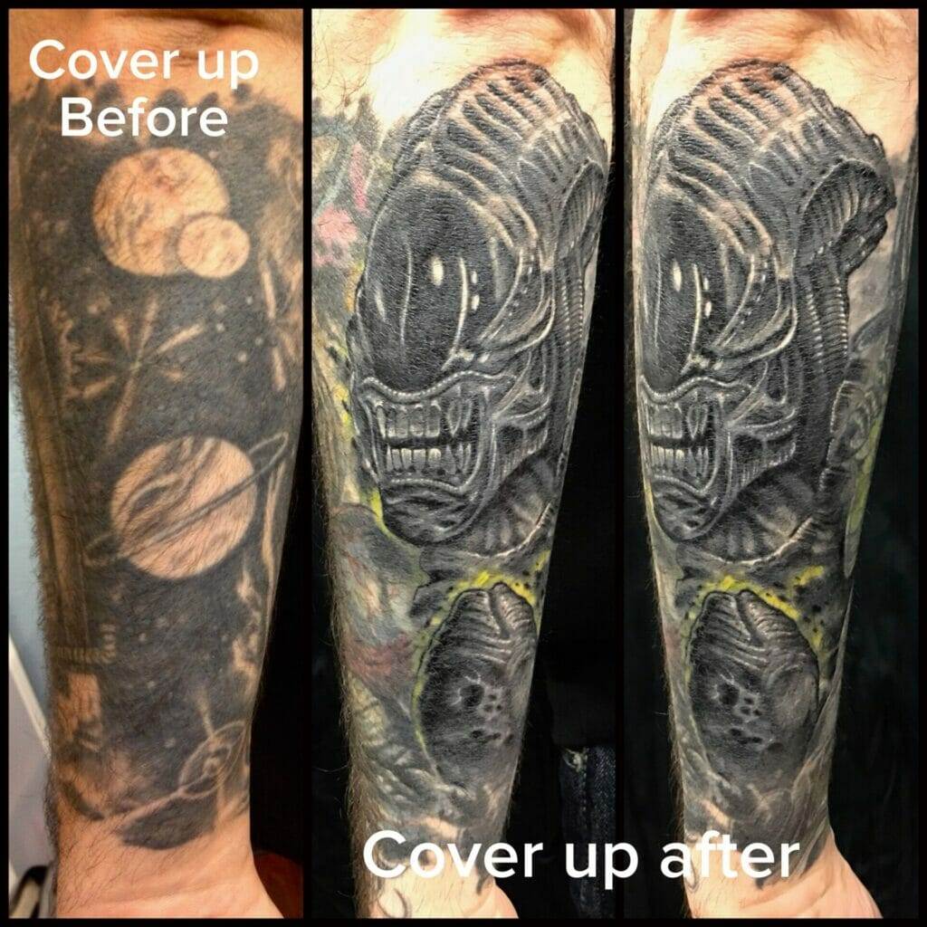 Cover up tattoo before and after.