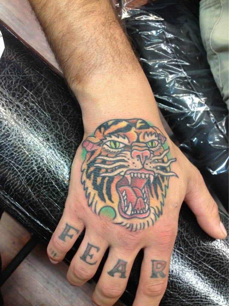 Tiger tattoo, hand