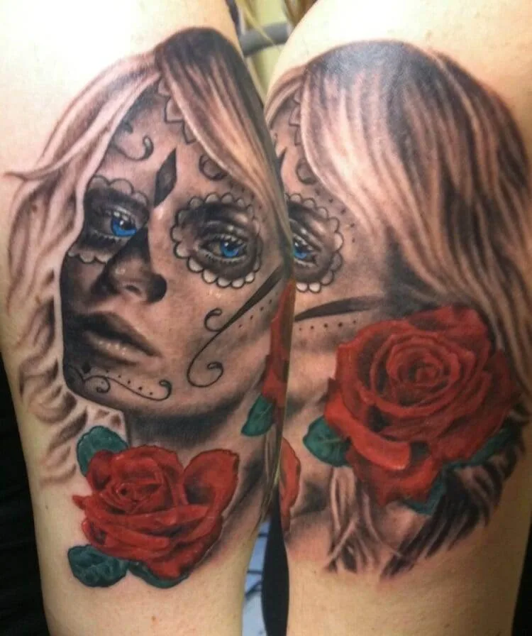 Tattoo, woman, roses