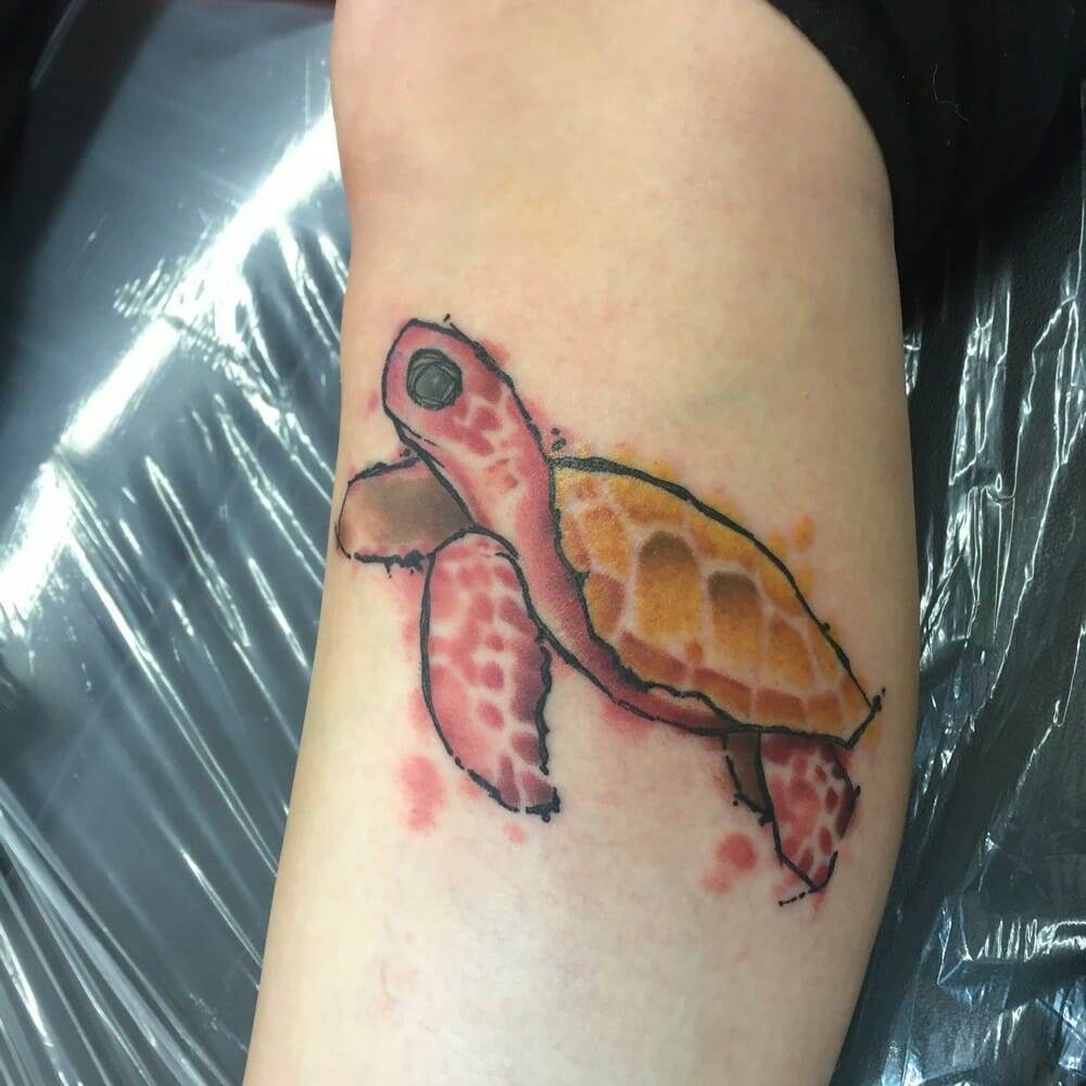 I wanted a turtle tattoo, to match with my sister's. Then I thought of the  Great A'tuin, so I mixed the two ideas. : r/unexpecteddiscworld