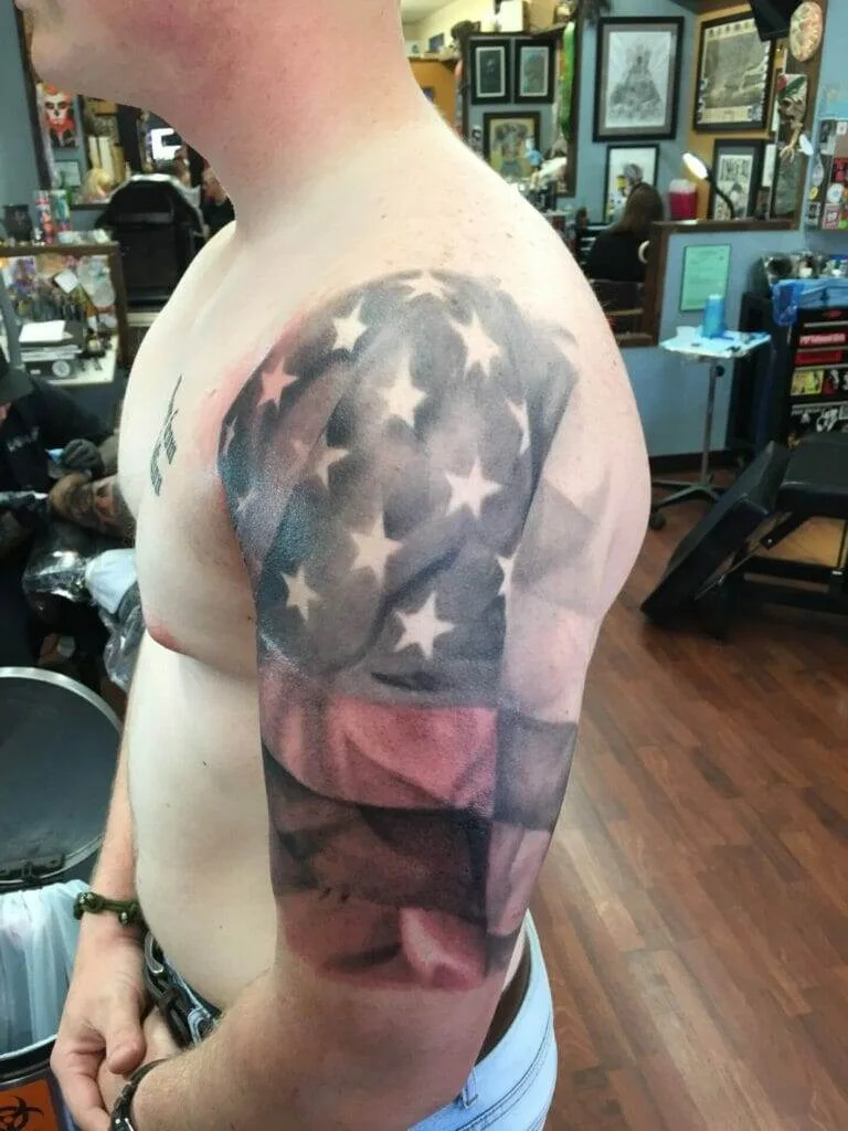 American flag, tattoo