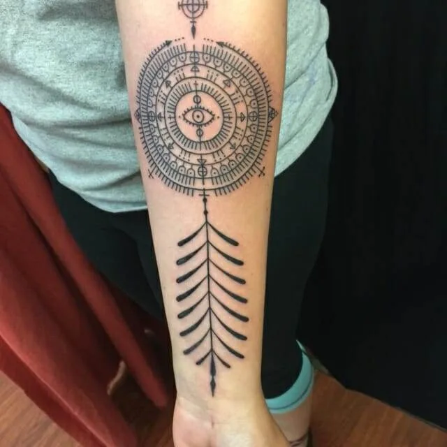 compass, arrow, tattoo