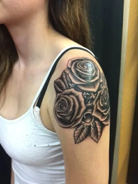 black, rose, shoulder