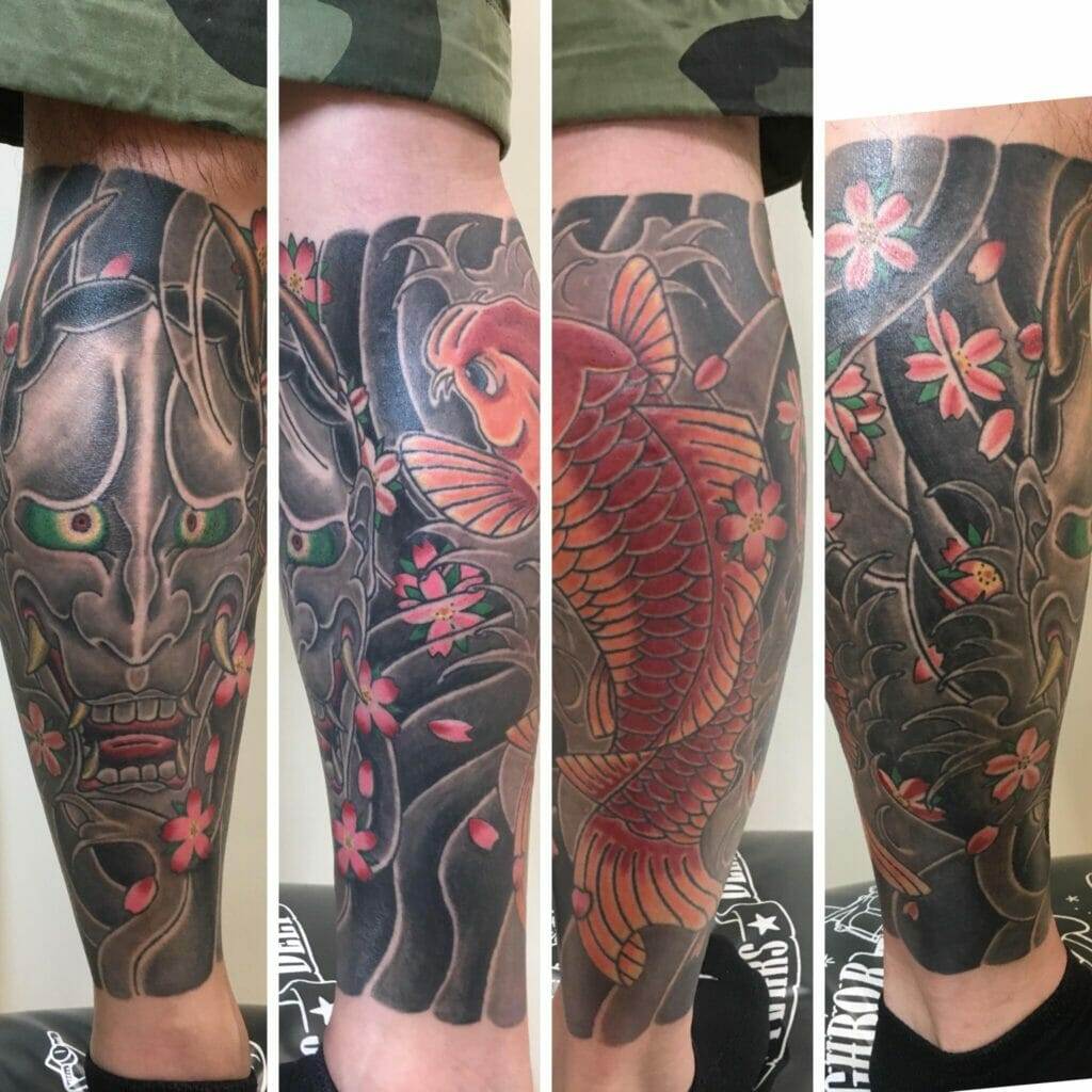 Japanese koi sleeve tattoo.