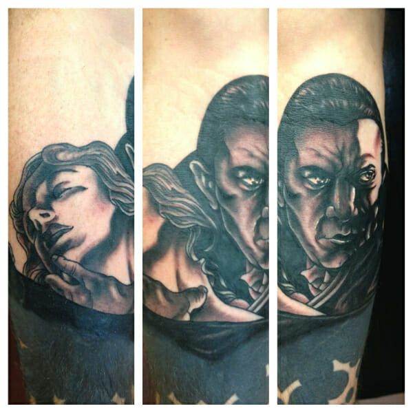 A tattoo of a man and a woman.