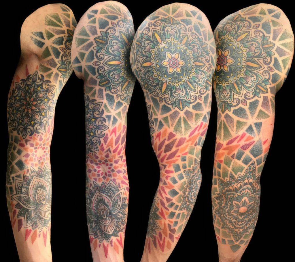 Mandala mandala sleeve tattoo.