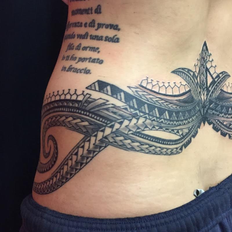 stomach tattoo, quote