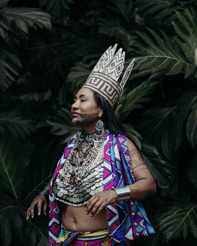 Woman in Traditional Clothing with Crown